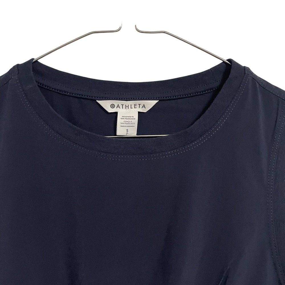 Athleta Navy Blue Sleeveless Ruched Waist Tank Top Womens Size Small - Picture 3 of 7